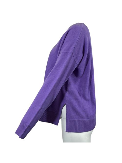 WOMEN'S V-NECK SWEATER ASYMMETRICAL CUT WITH SIDE SLITS VIOLET ESSENTIEL STUDIO | LMD040VIOLA